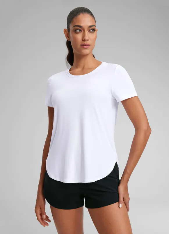 Cloudweight Crewneck Side Slit Short Sleeve sold by CRZ Yoga
