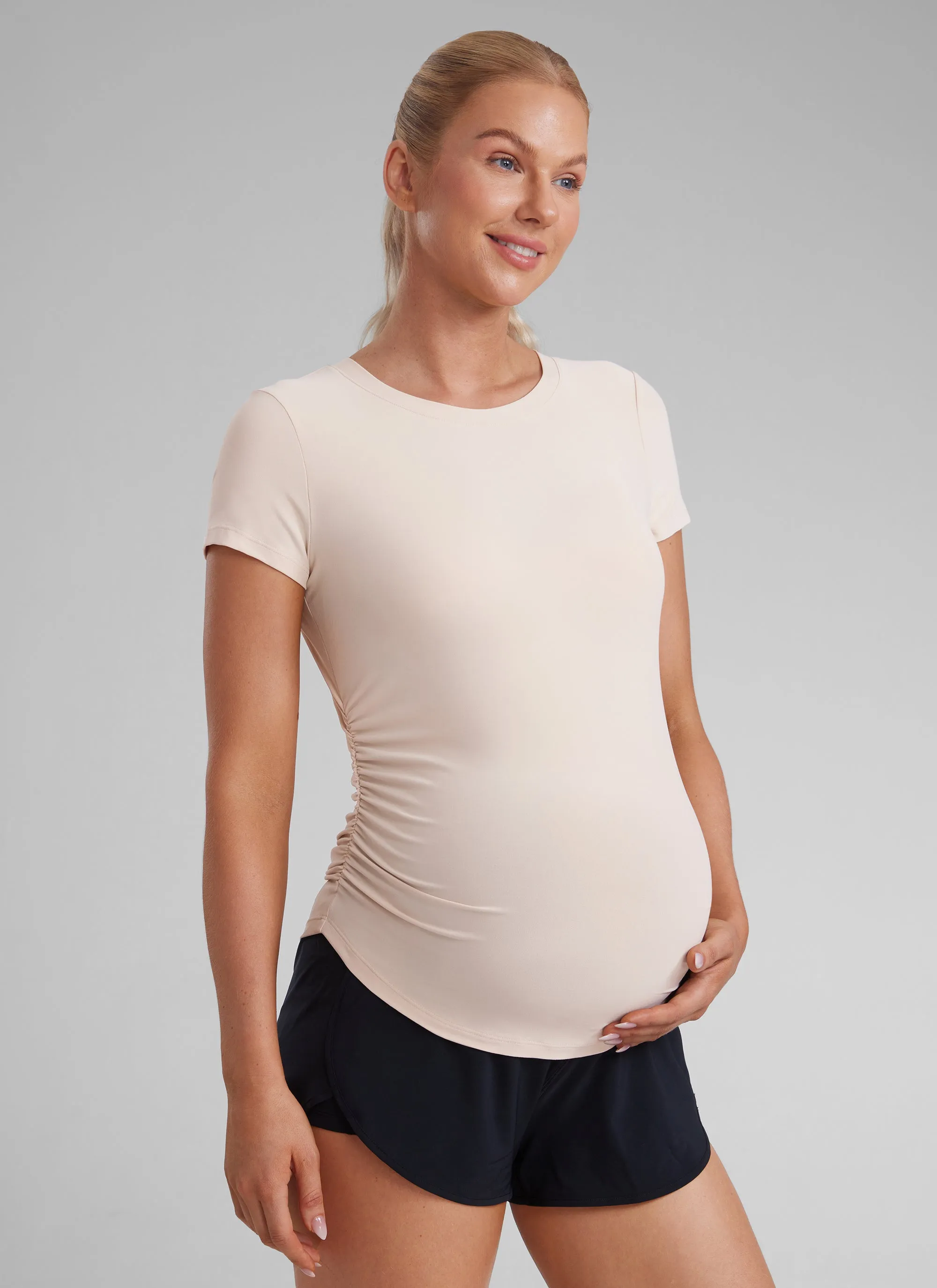 Cloudweight Maternity Ruched Short Sleeve sold by CRZ Yoga