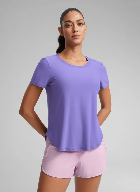 Cloudweight Crewneck Side Slit Short Sleeve sold by CRZ Yoga