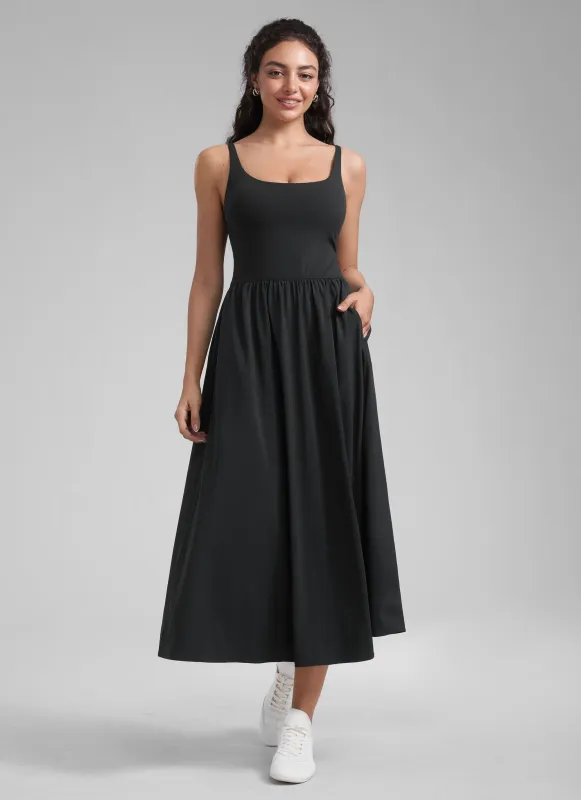 Square Neck Sleeveless Pocket Dress sold by CRZ Yoga