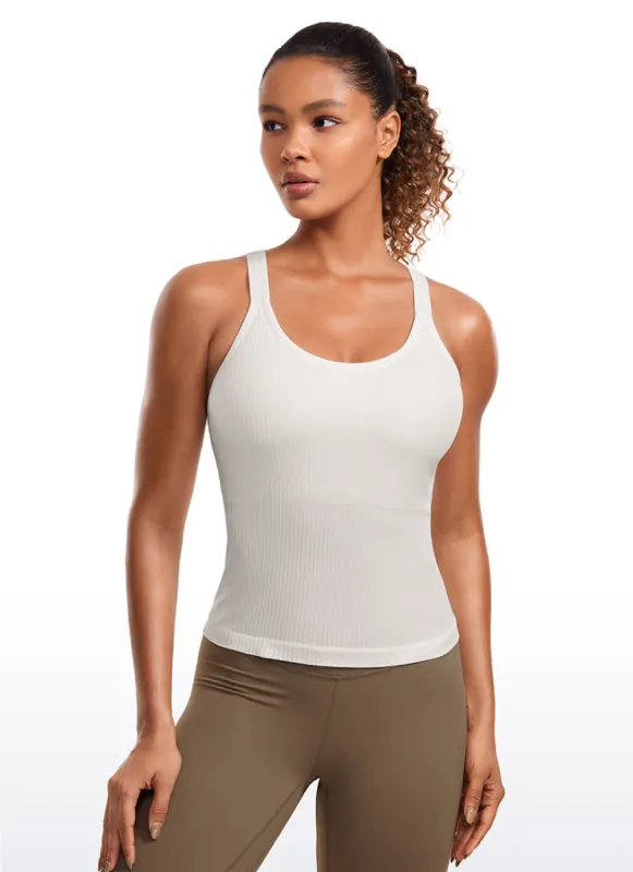Seamless Racerback Built in Bra Ribbed Tank sold by CRZ Yoga