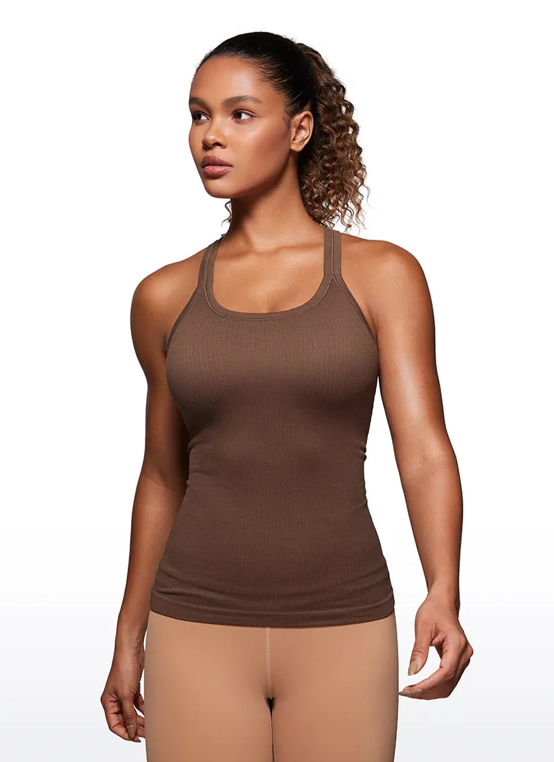 Seamless Racerback Ribbed Hip Length Tank sold by CRZ Yoga