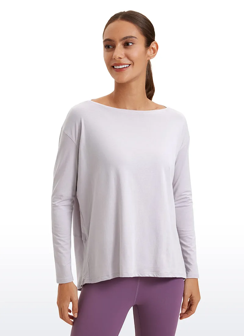 Pima Cotton Boat Neck Long Sleeve sold by CRZ Yoga