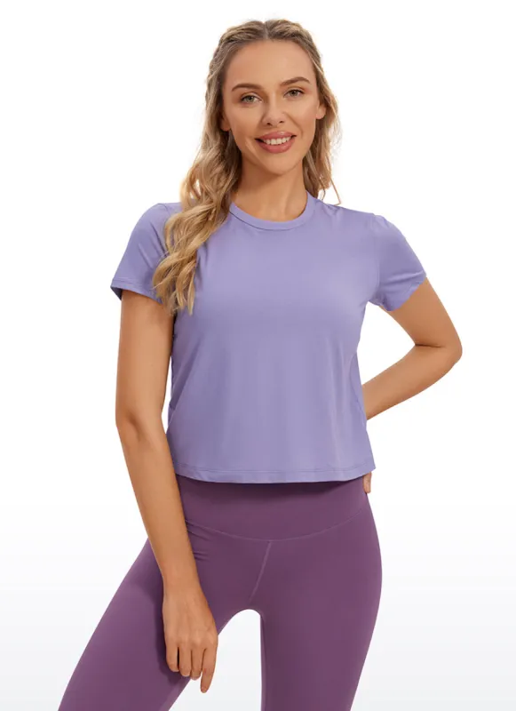 Pima Cotton Short Sleeves Cropped High Neck sold by CRZ Yoga