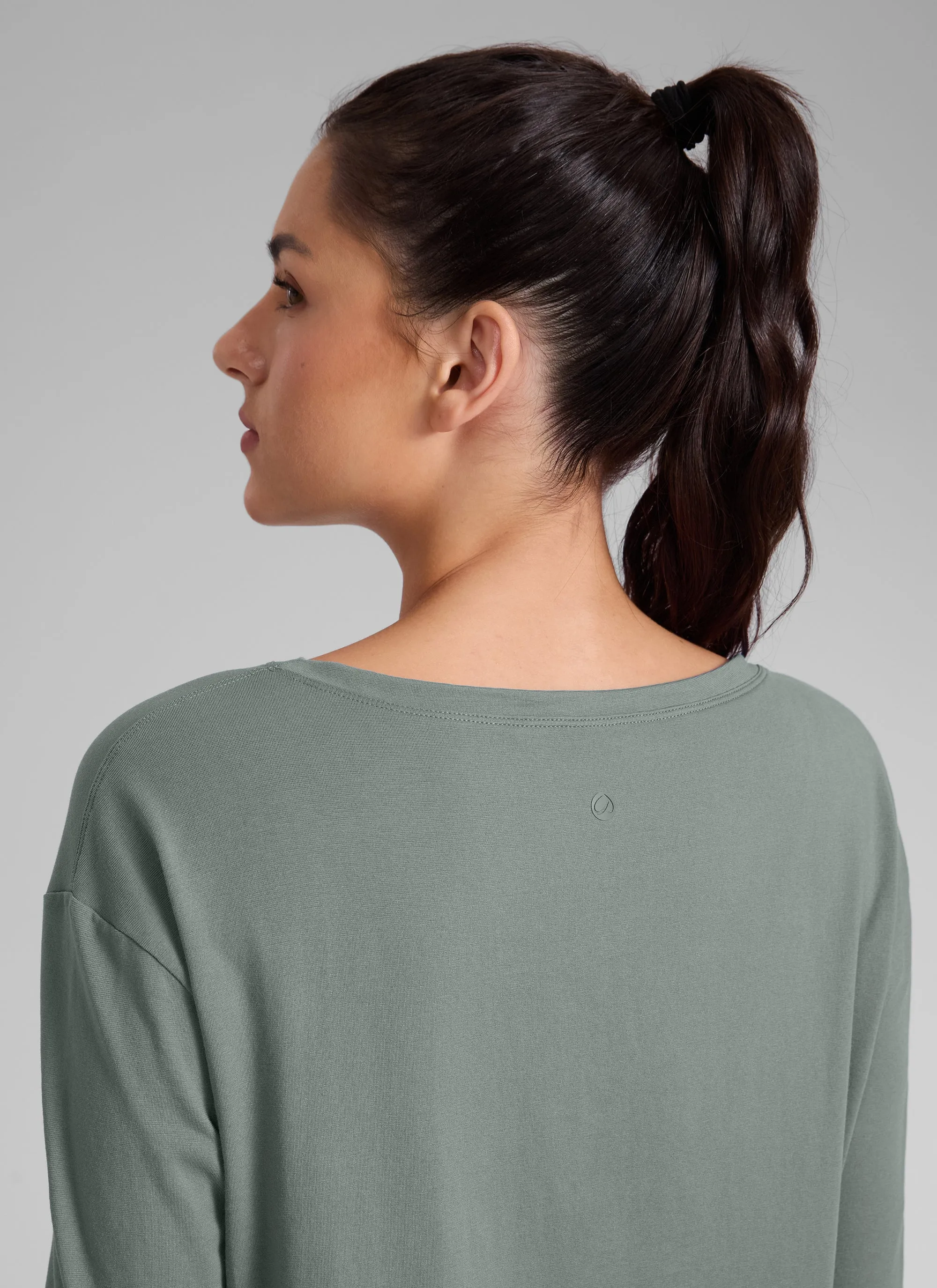 Cotton-Blend Boat Neck Long Sleeve sold by CRZ Yoga product image thumbnail 4
