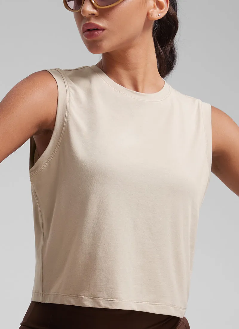 Poly Cotton-Blend Muscle Tank sold by CRZ Yoga product image thumbnail 3