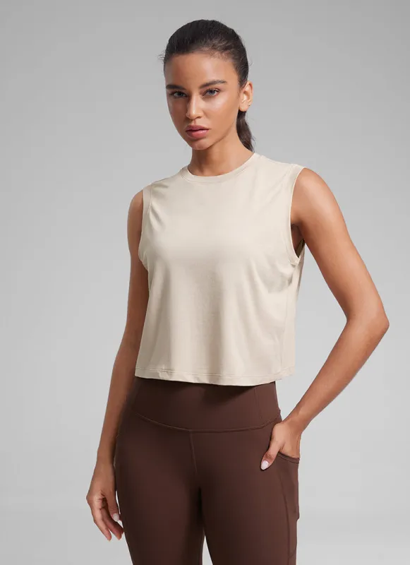 Poly Cotton-Blend Muscle Tank sold by CRZ Yoga