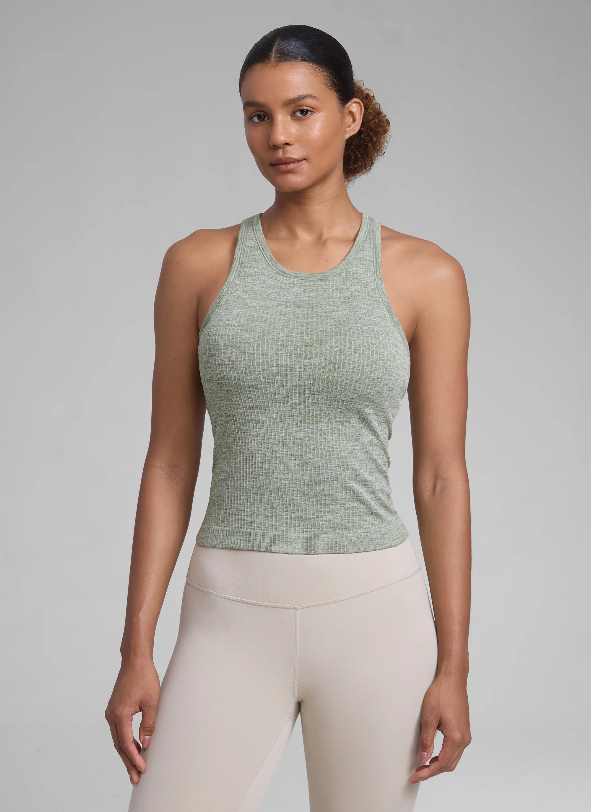 Seamless Racerback Hip Length Tank sold by CRZ Yoga