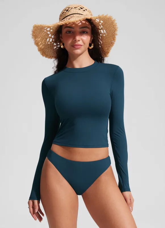 UPF 50+ Cropped Rashguard Swimsuit Top sold by CRZ Yoga