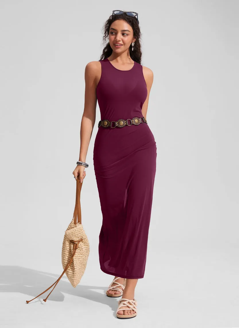 Mesh Midi Sleeveless Swimsuit Coverup with Back Slit sold by CRZ Yoga product image thumbnail 5