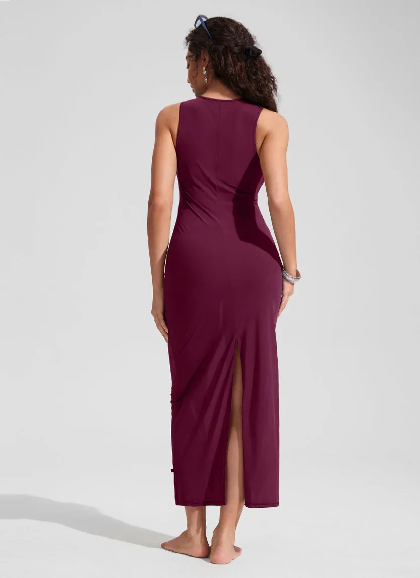 Mesh Midi Sleeveless Swimsuit Coverup with Back Slit sold by CRZ Yoga product image thumbnail 2