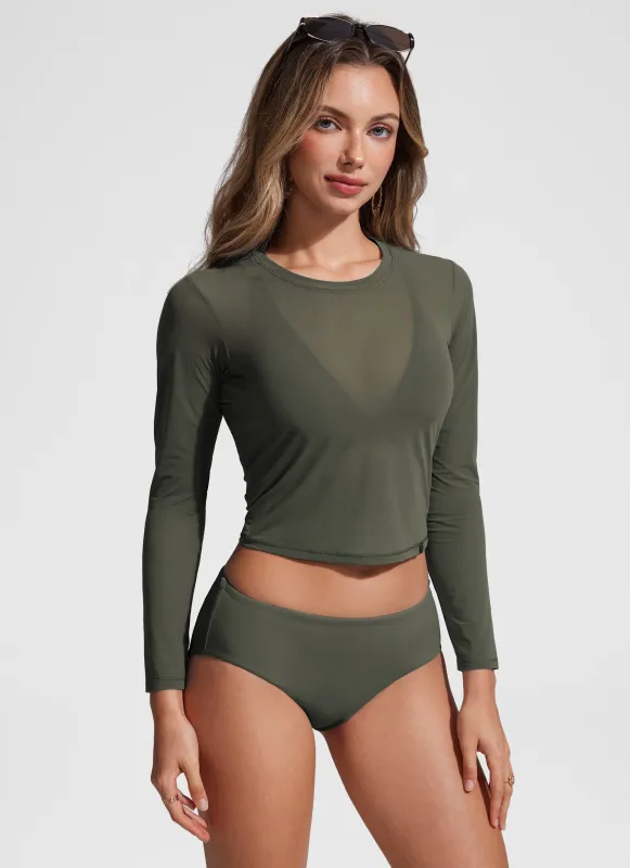 Cover Up Mesh Cropped Long Sleeve sold by CRZ Yoga