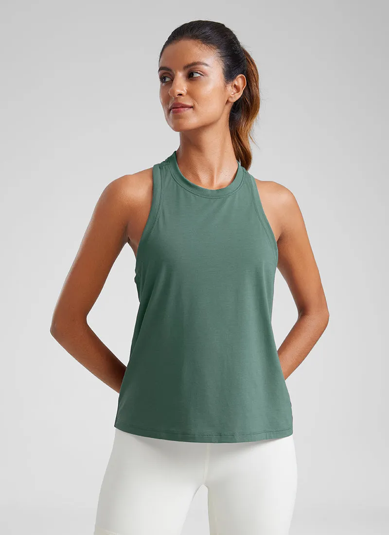 Pima Cotton Racerback High Neck Tank sold by CRZ Yoga product image thumbnail 5