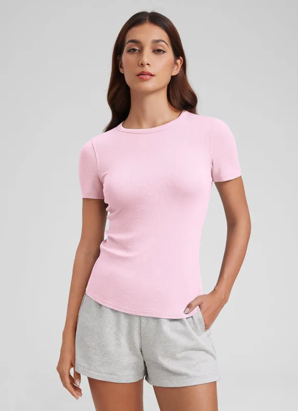 Modal Crew Neck Ribbed Short Sleeve sold by CRZ Yoga