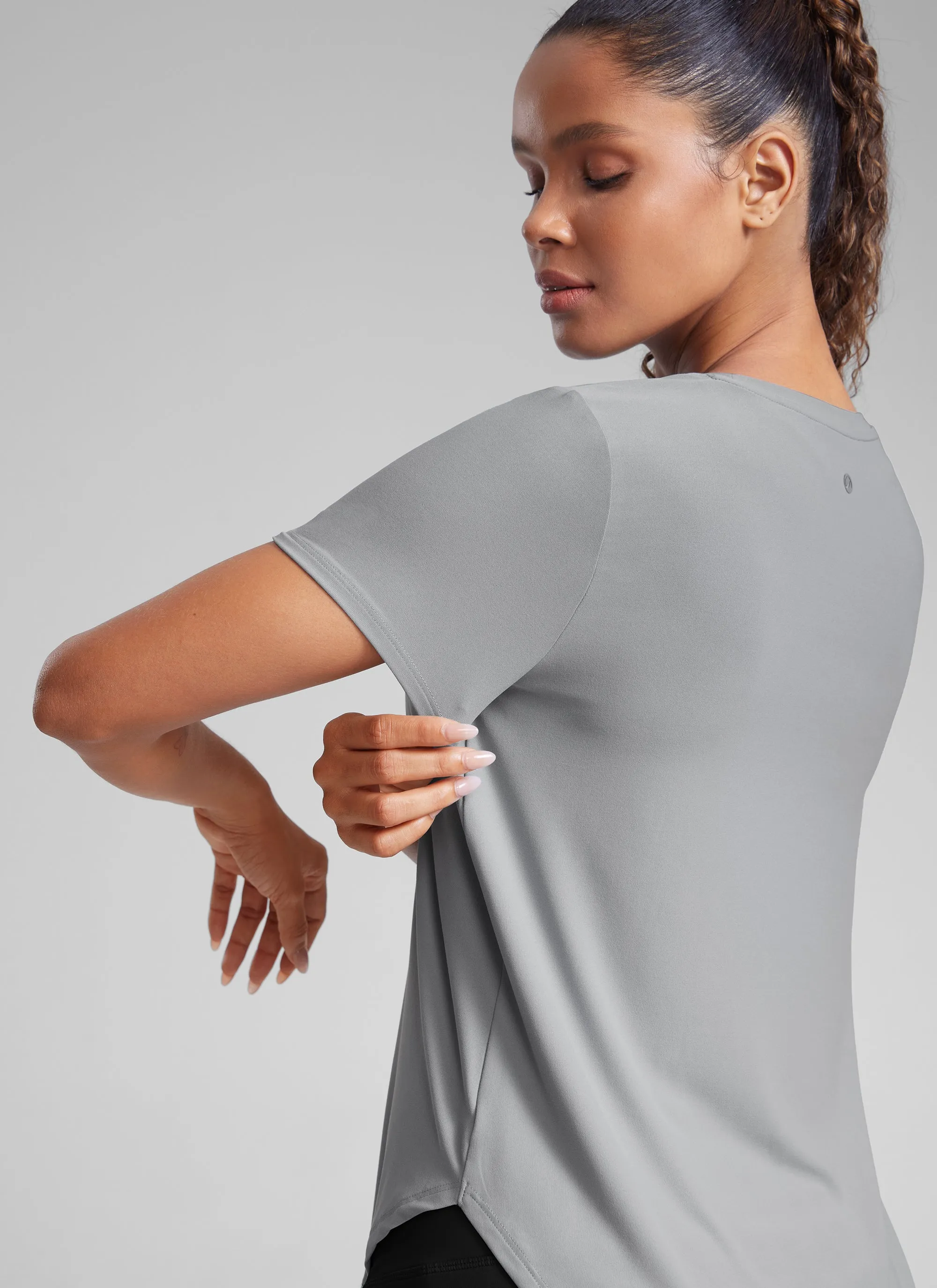 Cloudweight Crewneck Side Slit Short Sleeve sold by CRZ Yoga product image thumbnail 3