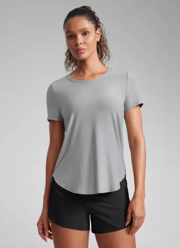 Cloudweight Crewneck Side Slit Short Sleeve sold by CRZ Yoga