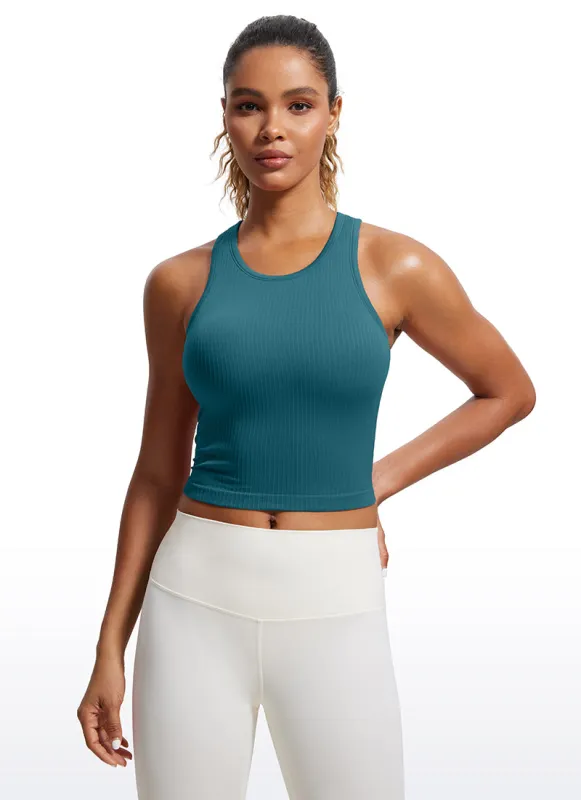 Seamless Ribbed Racerback Crop Tank sold by CRZ Yoga