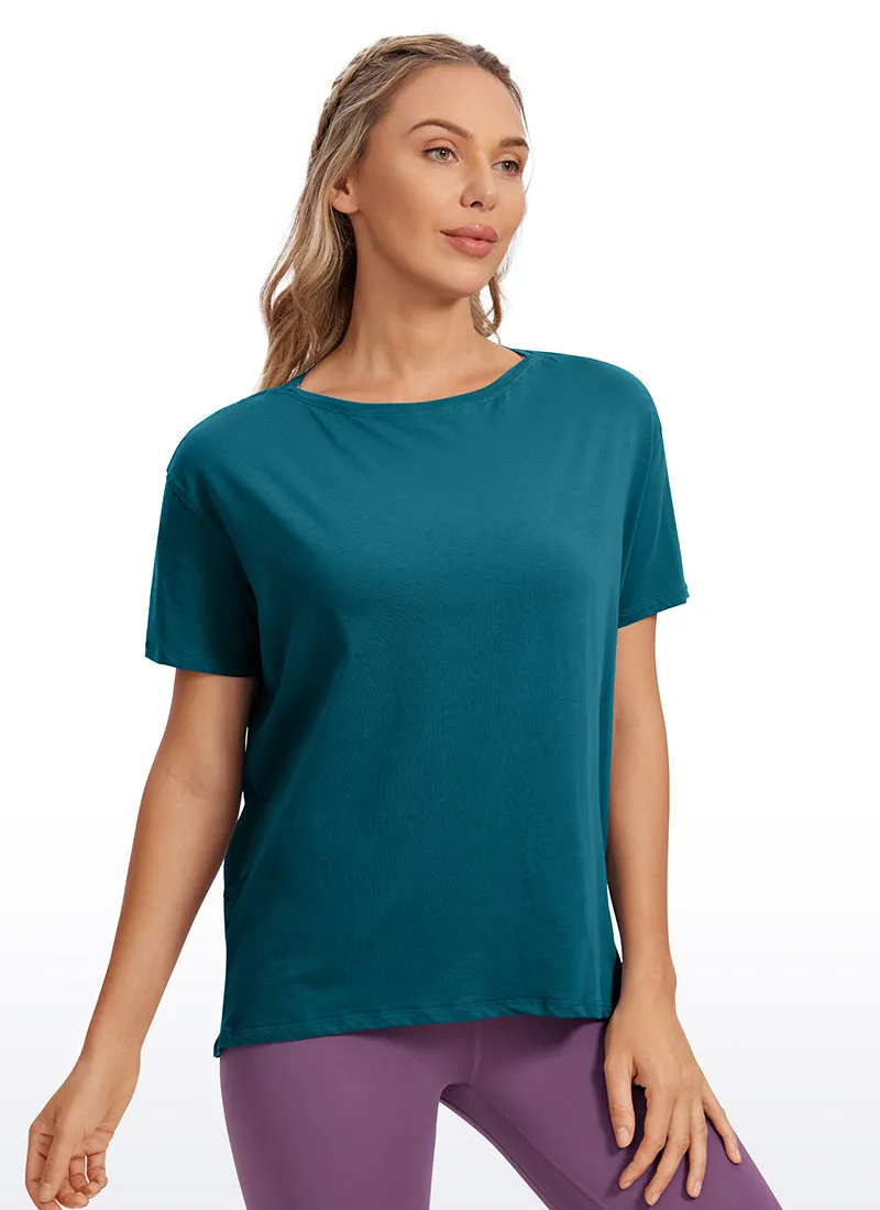 Pima Cotton Boat Neck Short Sleeve sold by CRZ Yoga product image thumbnail 4