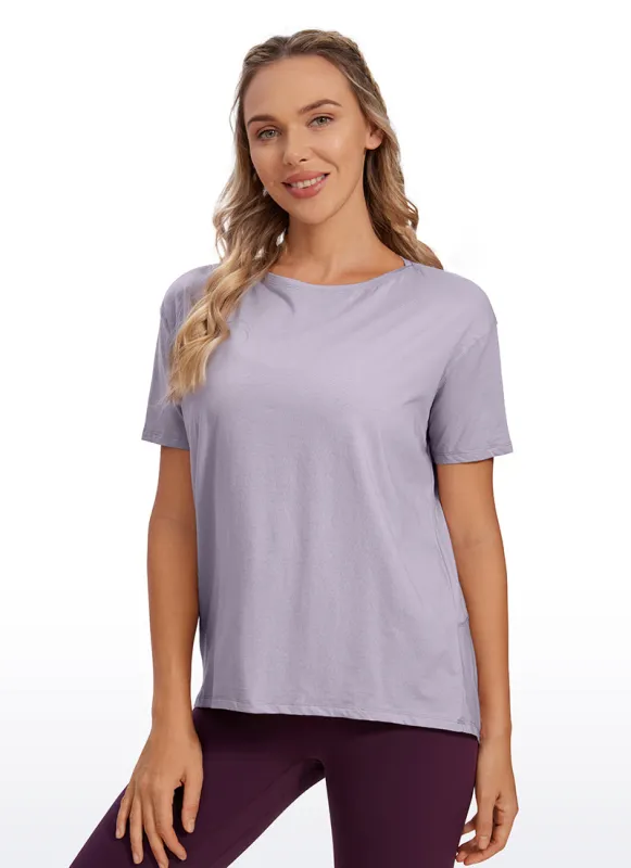 Pima Cotton Boat Neck Short Sleeve sold by CRZ Yoga