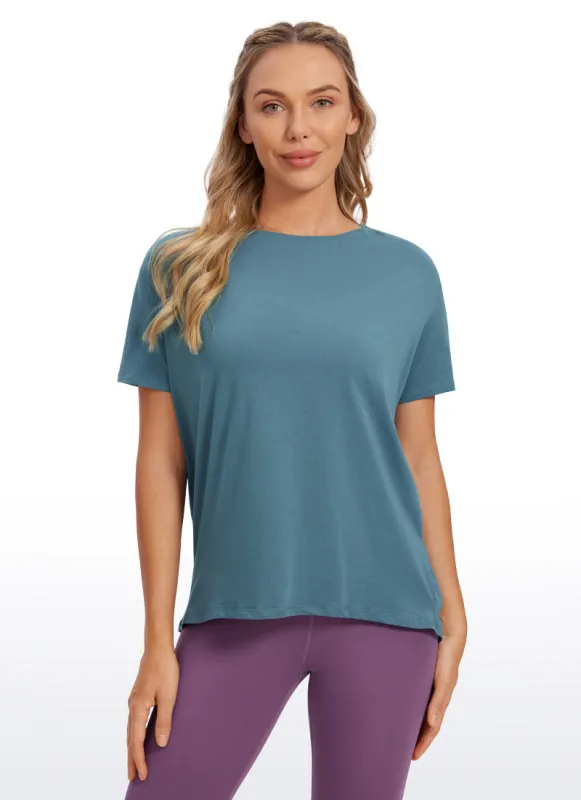 Pima Cotton Boat Neck Short Sleeve sold by CRZ Yoga