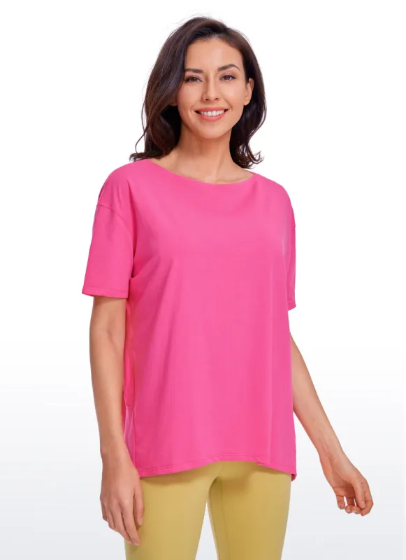 Pima Cotton Boat Neck Short Sleeve sold by CRZ Yoga