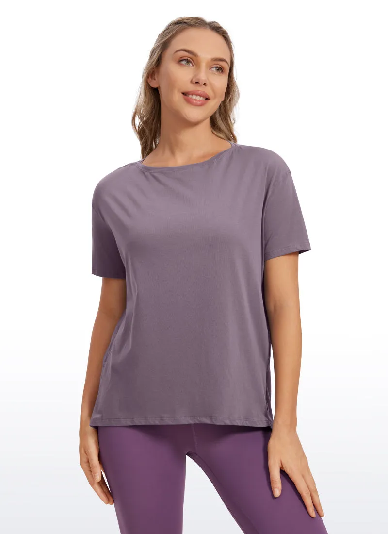 Pima Cotton Boat Neck Short Sleeve sold by CRZ Yoga product image thumbnail 5