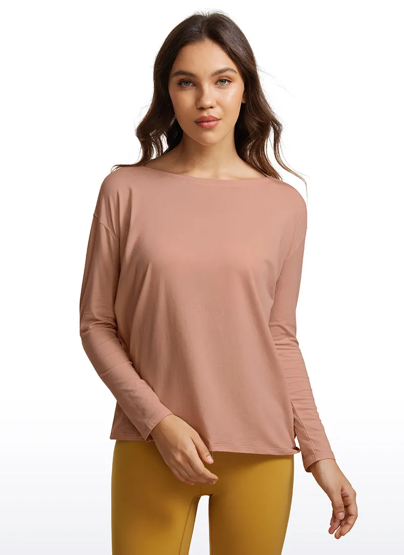 Pima Cotton Boat Neck Long Sleeve sold by CRZ Yoga