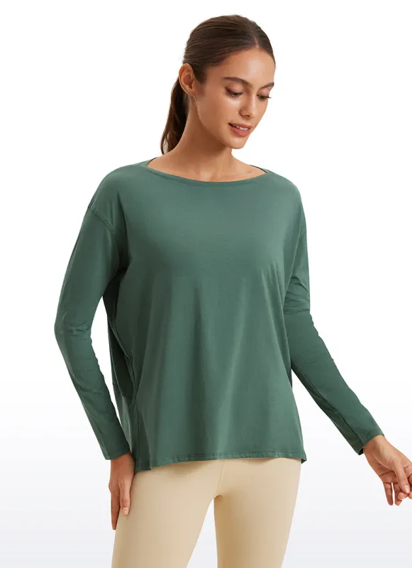 Pima Cotton Boat Neck Long Sleeve sold by CRZ Yoga