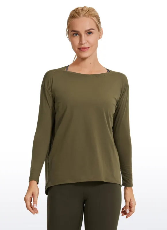 Pima Cotton Boat Neck Long Sleeve sold by CRZ Yoga