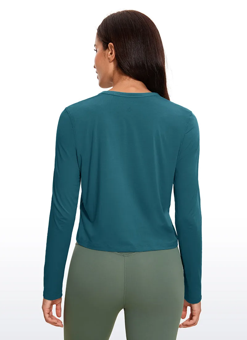 Pima Cotton Cropped Classic Fit Long Sleeve sold by CRZ Yoga product image thumbnail 2