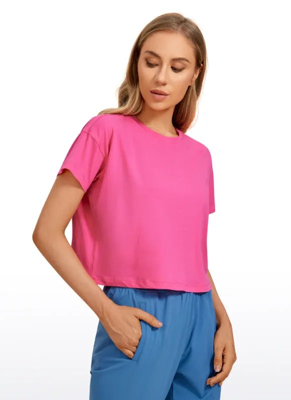 Pima Cotton Crew Neck Cropped Short Sleeve sold by CRZ Yoga
