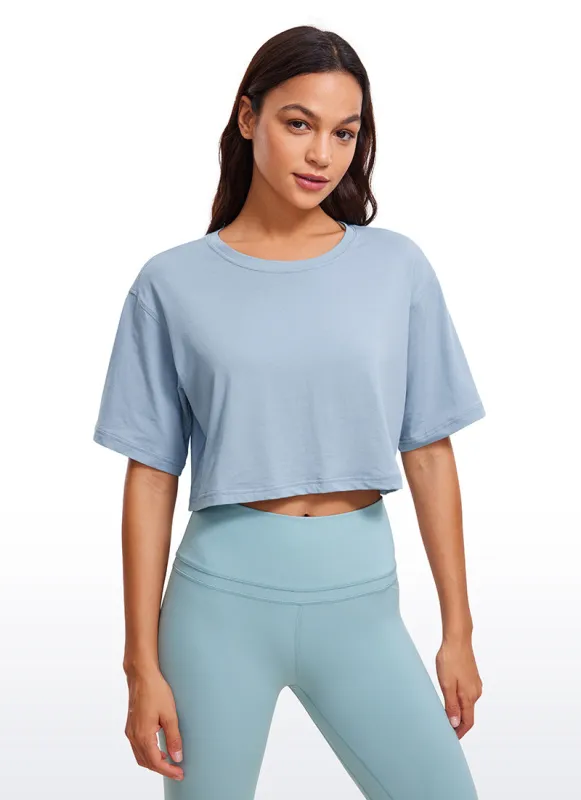 Pima Cotton Cropped Short Sleeve sold by CRZ Yoga