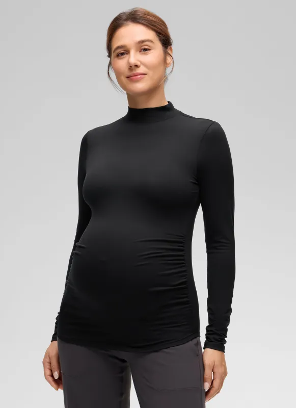 Cloud Jersey Maternity Mock Neck Ruched Shirt sold by CRZ Yoga