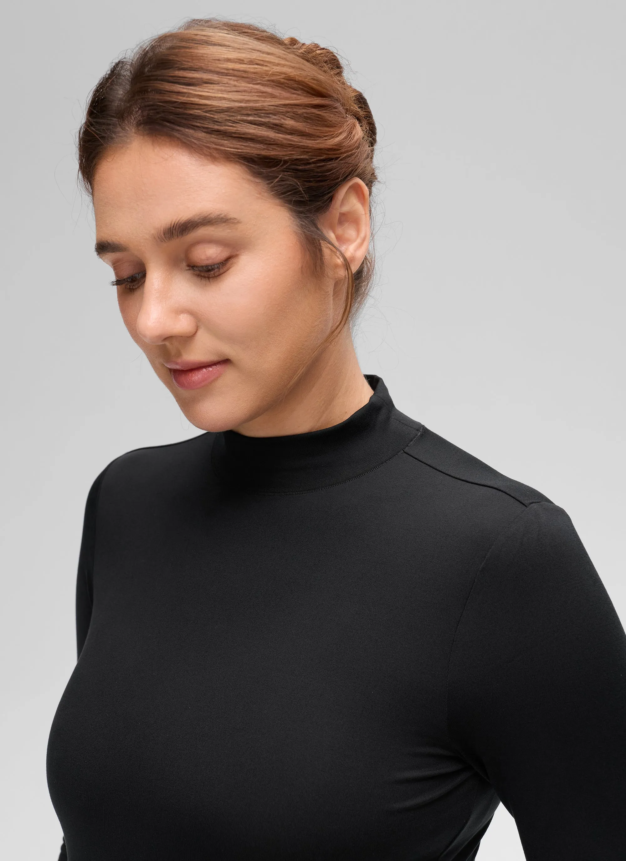Cloud Jersey Maternity Mock Neck Ruched Shirt sold by CRZ Yoga product image thumbnail 5