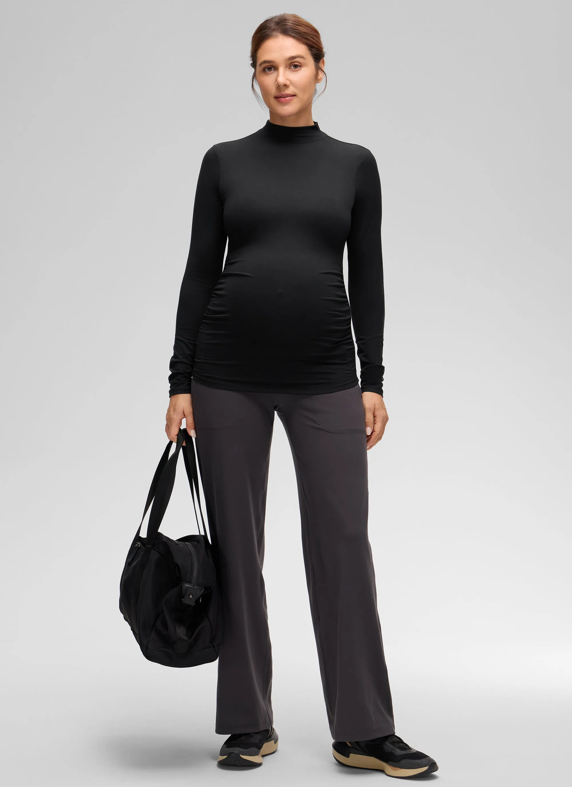 Cloud Jersey Maternity Mock Neck Ruched Shirt sold by CRZ Yoga product image thumbnail 3
