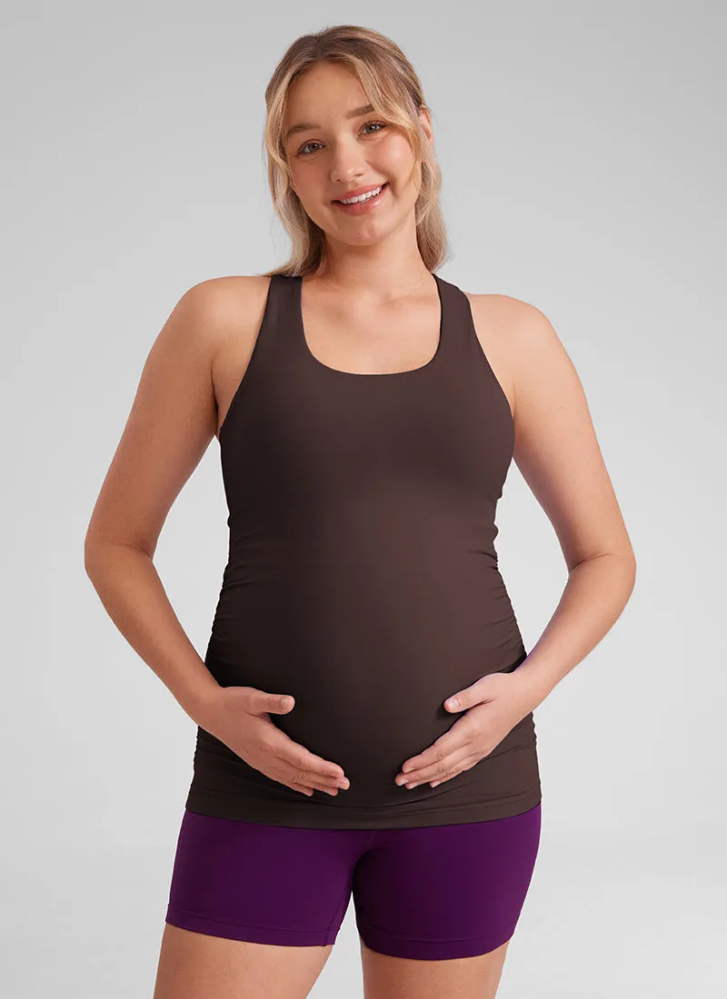 Butterluxe Maternity Built in Bra Ruched Tank sold by CRZ Yoga