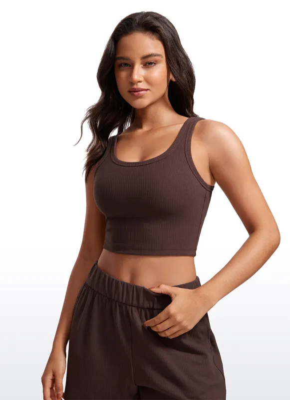Ribbed U Neck Built in Bra Tank made by CRZ Yoga