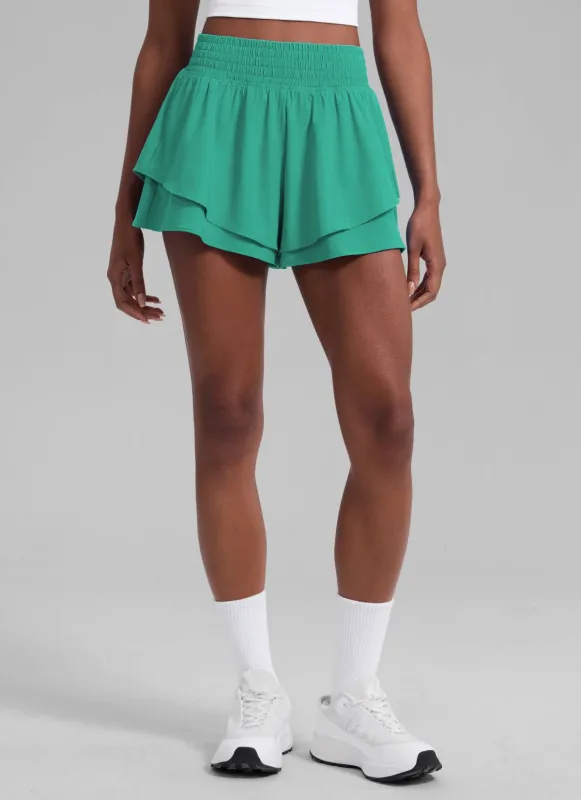 Feathery-Fit Drapey Flowy Shorts 2.5" made by CRZ Yoga