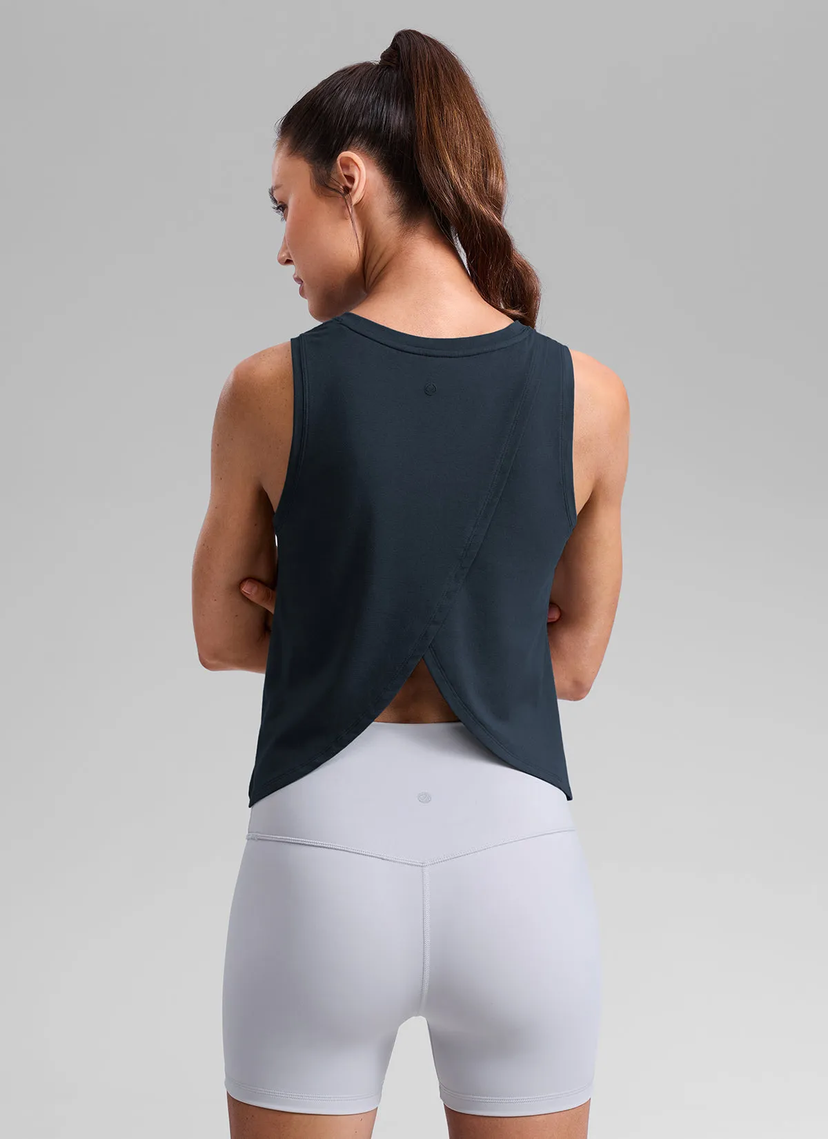 Poly Cotton-Blend Open Split Back Tank sold by CRZ Yoga product image thumbnail 2