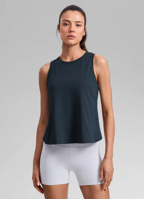 Poly Cotton-Blend Open Split Back Tank made by CRZ Yoga