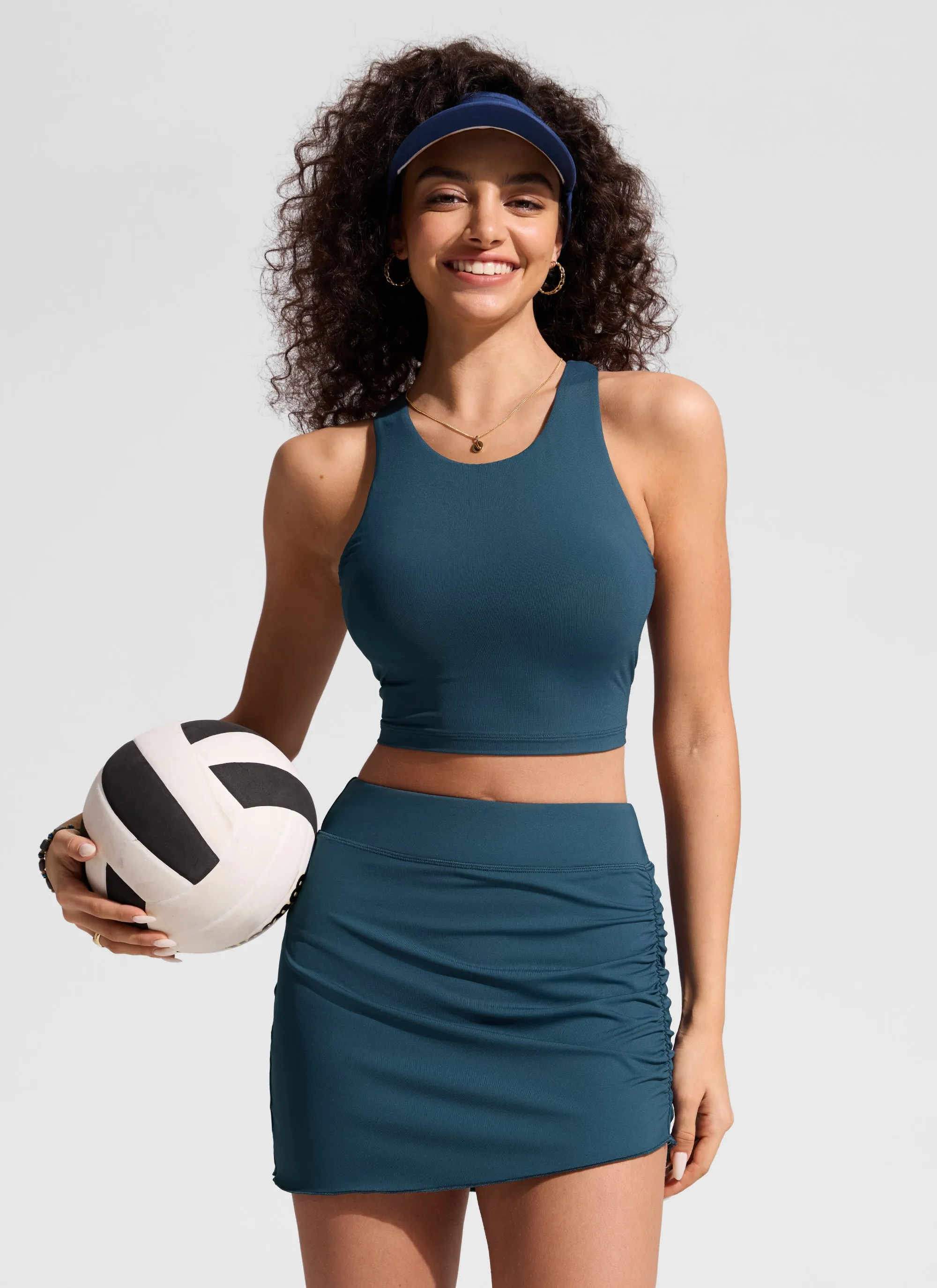 High Rise Asymmetric Side Ruched Swim Skirt sold by CRZ Yoga product image thumbnail 3