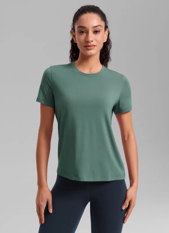 Quick Dry Crewneck Hip Length Short Sleeve made by CRZ Yoga