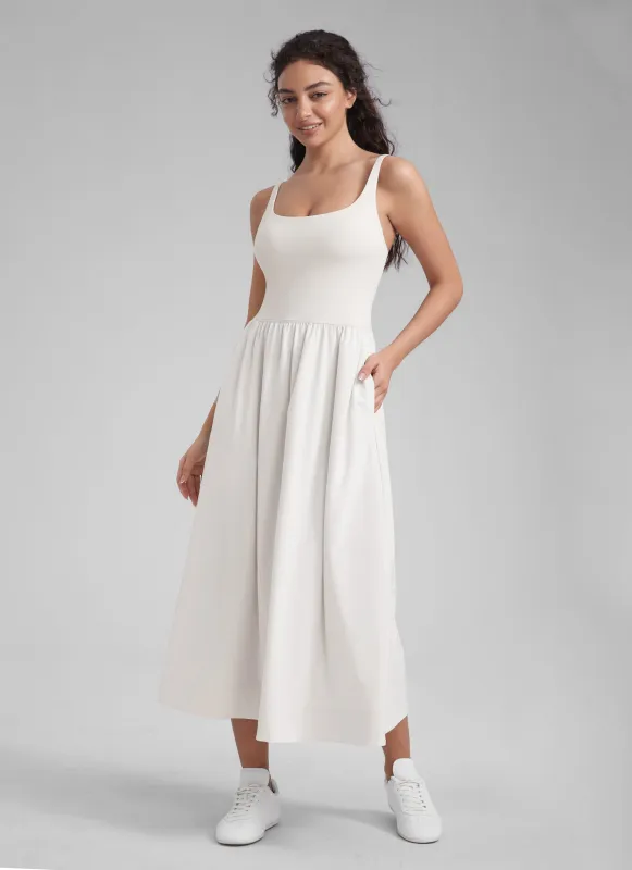 Square Neck Sleeveless Pocket Dress made by CRZ Yoga