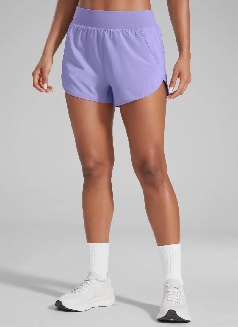 Feathery-Fit Soft Zipper Pocket Dolphin Shorts 3'' sold by CRZ Yoga product image thumbnail 5