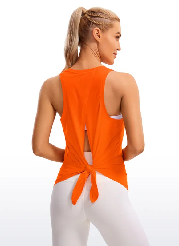 Pima Cotton High Neck Tank Split Open Back sold by CRZ Yoga