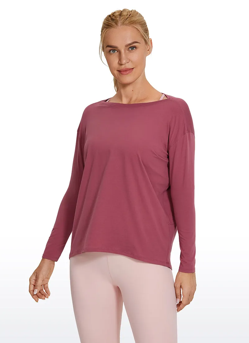 Pima Cotton Boat Neck Long Sleeve sold by CRZ Yoga product image thumbnail 5