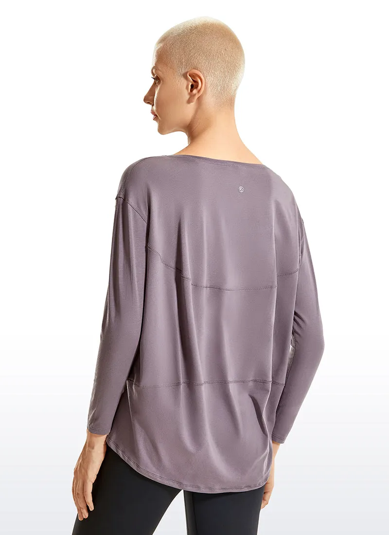 Pima Cotton Boat Neck Long Sleeve sold by CRZ Yoga product image thumbnail 3