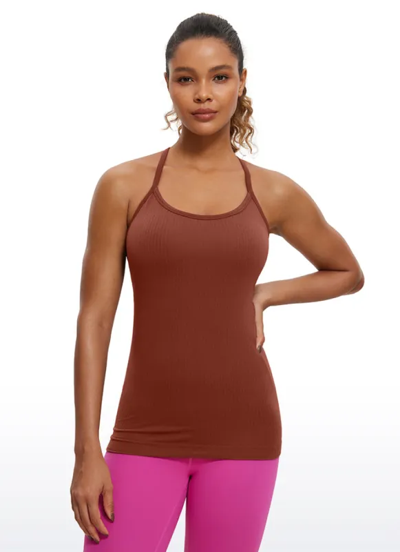 Speedy Seamless Built-in Bra Tank Y-back - Pure Color sold by CRZ Yoga