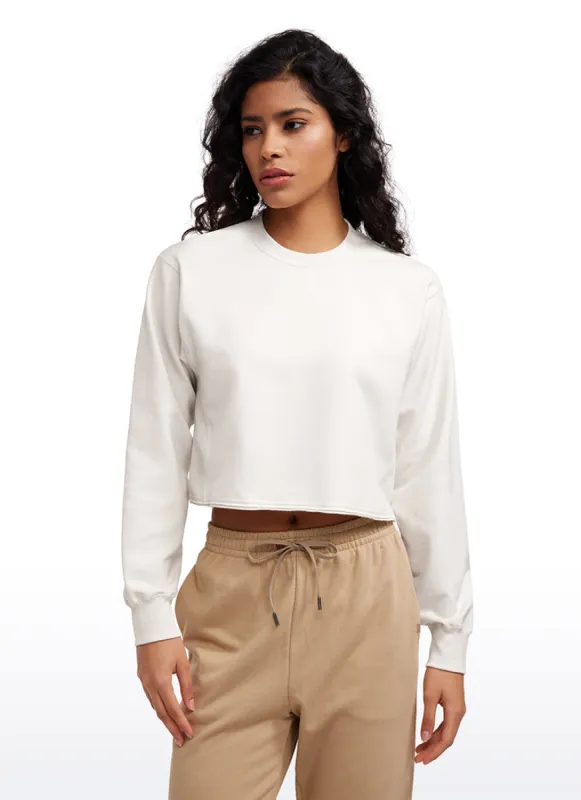 Amenity Double Raw Hem Sweatshirts Crew Neck sold by CRZ Yoga
