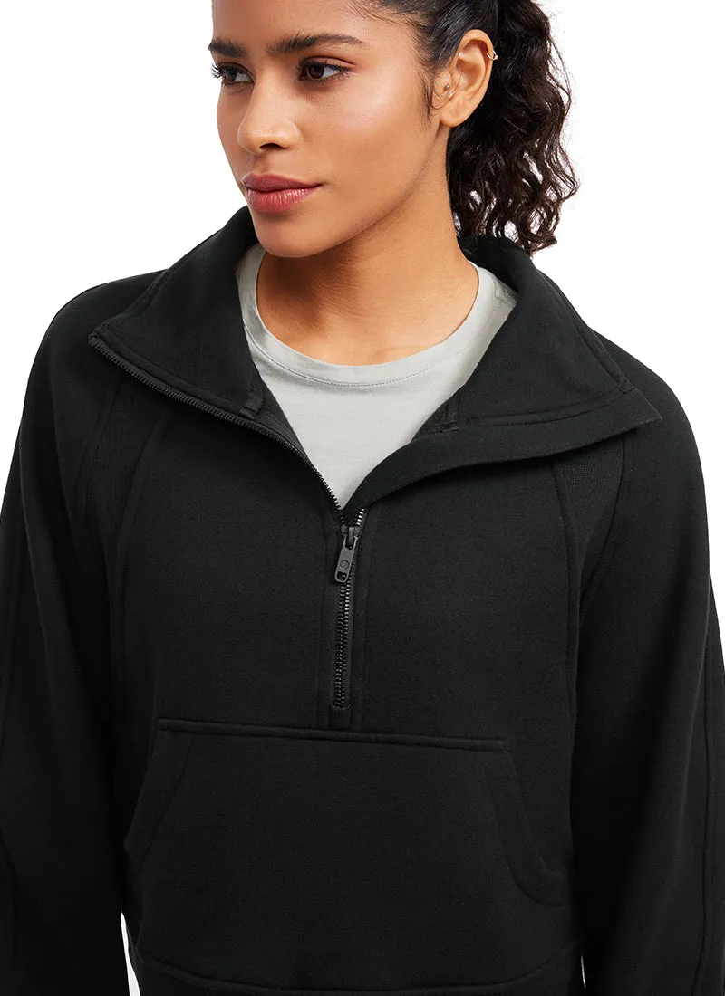 Fleece Lined Half Zip Hoodies Funnel Neck with Thumb Holes sold by CRZ Yoga product image thumbnail 5